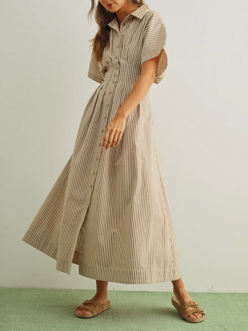 Out Of Line Shirt Dress in Brown