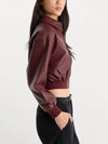 The Better Than Leather Cropped Bomber in Berry Noir