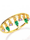 Emerald & Amethyst CZ Dangle Ring