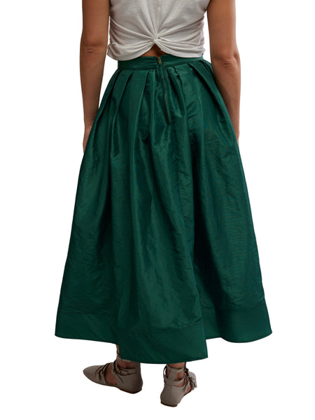 Emilia Full Skirt in Uncut Emerald