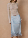 Long Live Lace Pencil Skirt in Powder Blue