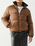 Puffer Up Reversible Jacket in Black/Brown