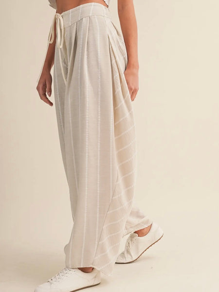 Seal The Deal Stripe Pants in Taupe