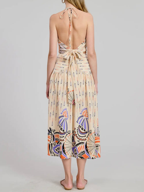 Jaen Printed Halter Top in Natural