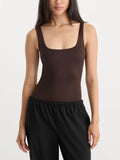 The Sculpting Modern Tank Bodysuit in Espresso