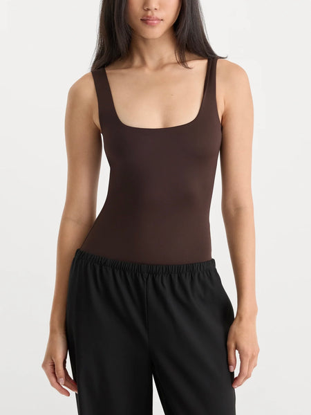 The Sculpting Modern Tank Bodysuit in Espresso