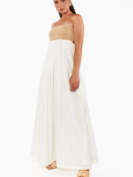 Dockside Maxi Dress in White Voile Twisted Rope