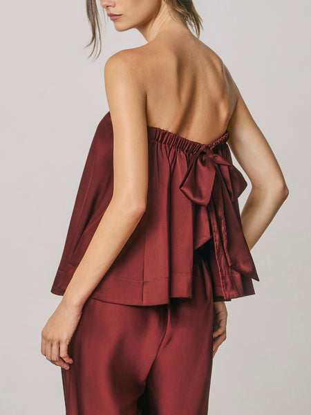 Oh So Sleek Strapless Top in Wine