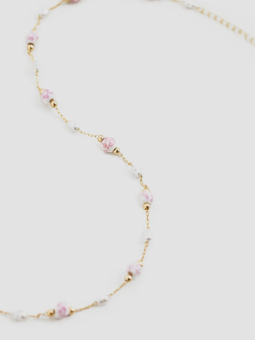 Chinoiserie Bead Necklace in Pink