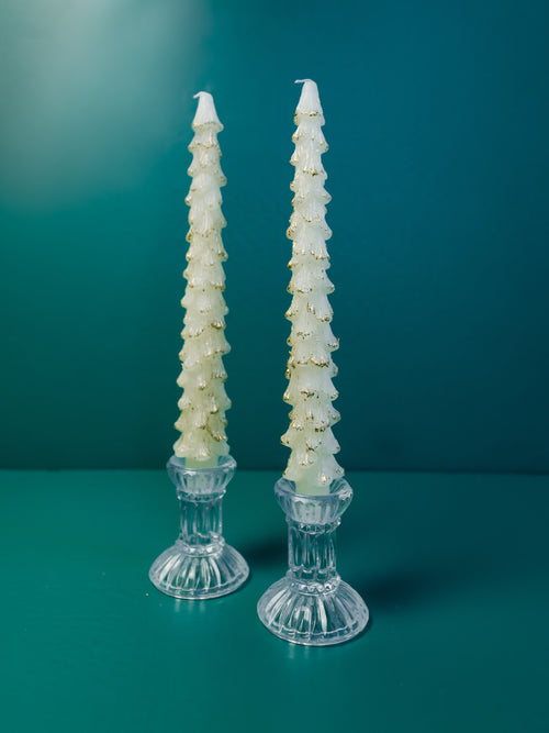 Tree Taper Candle Set of 2 in Eggnog