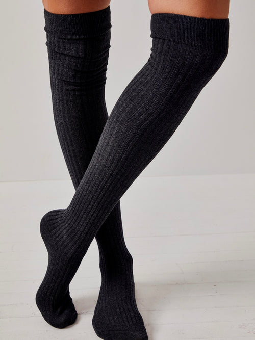 Viola Over The Knee Socks in Charcoal