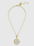 Etched Bee Pendant Necklace in Mother of Pearl