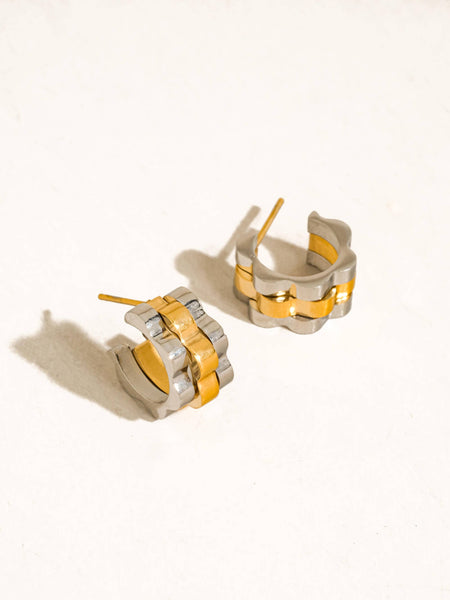 Paige Two-Tone Ribbed Hoops