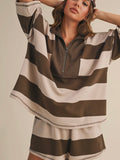 Take A Break Stripe Set in Brown Combo