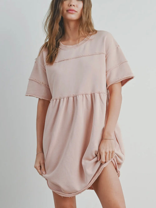 On The Fray Babydoll Dress in Mauve