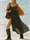 Lux Lisbon Lace Strappy Maxi Dress in Onyx