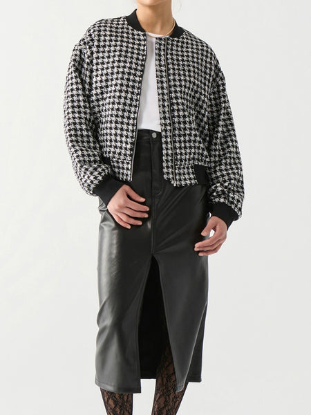 The Truth Is Houndstooth Bomber in Black/White