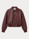 The Better Than Leather Cropped Bomber in Berry Noir