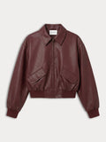 The Better Than Leather Cropped Bomber in Berry Noir