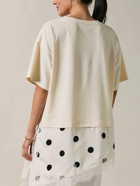 Show Your Spots Asymmetrical Tee in Ivory