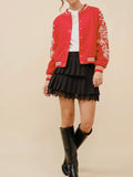 Earn Your Pearls Varsity Jacket in Red