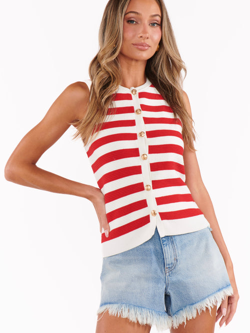 Devin Tank in Red Stripe Delight Knit