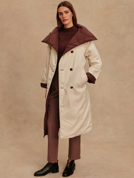 Annalise Reversible Wrap Coat in Deep Mahogany