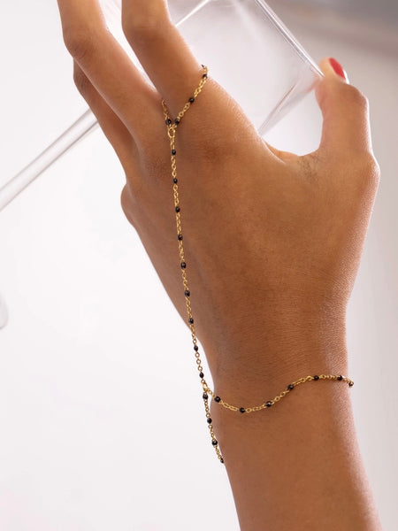 Black Beaded Hand Chain