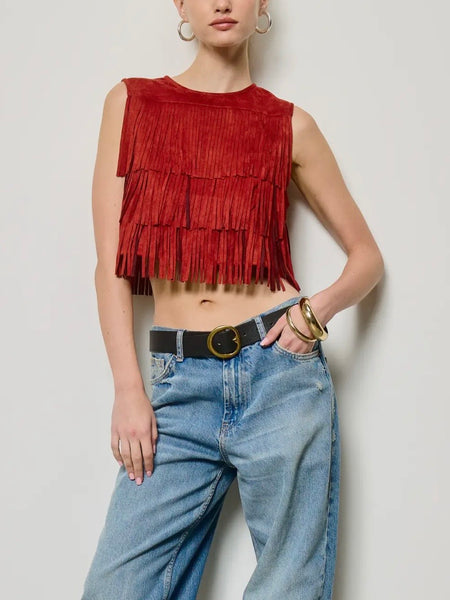 Feeling Fringey Tank in Brick