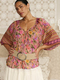 Swan Lake Flutter Sleeve Blouse in Lilac Rose