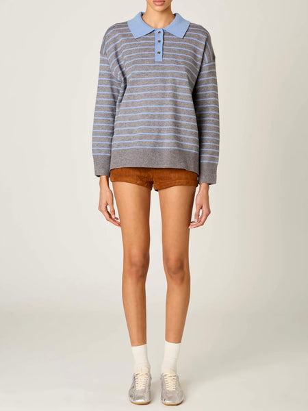 Alameda Stripe Sweater in Heather Grey