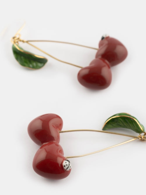 Long Pendant Cherry Earrings