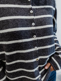Piper Cabana Stripe Cardigan in Grey & Ivory