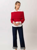 Madex Off The Shoulder Sweater in Red