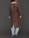 Studded Faux Shearling Coat in Brandy