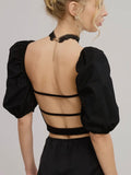 Backless, Baby, Blouse in Black