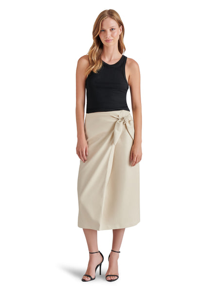 Navia Faux Leather Skirt in Bone