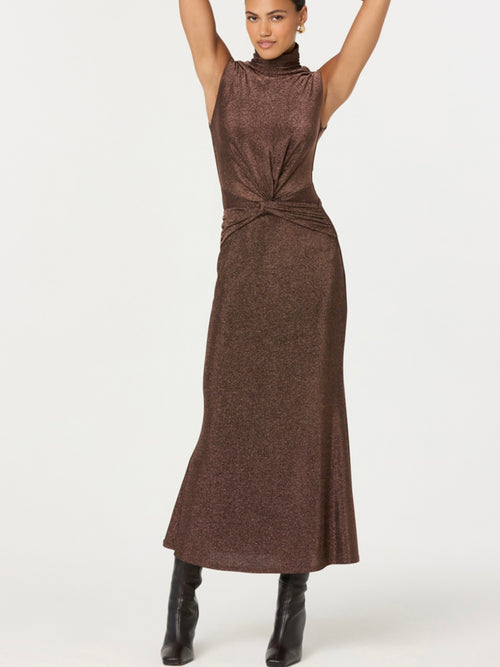 Riana Dress in Brown Metallic