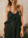 Lux Lisbon Lace Strappy Maxi Dress in Onyx