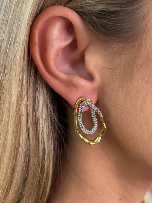 Harper Two Tone Pave Earrings