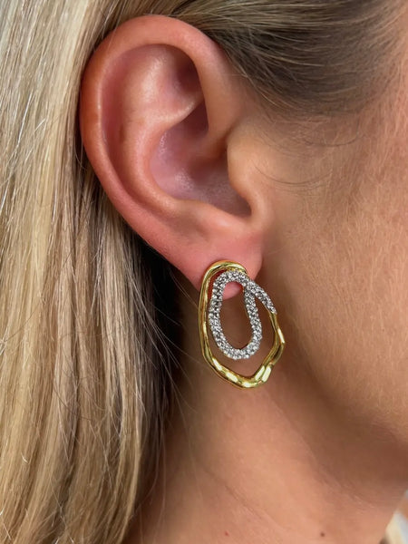 Harper Two Tone Pave Earrings