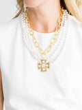 Maltese Cross Pearl Necklace