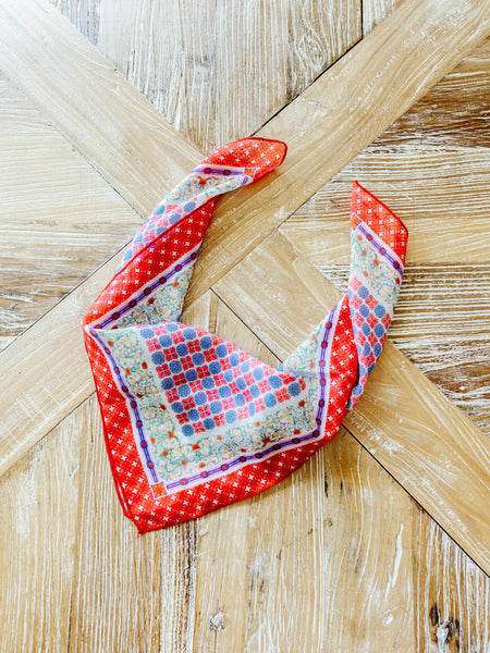 Red & Blue Floral Scarf