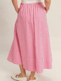 Stay Striped Maxi Skirt in Pink