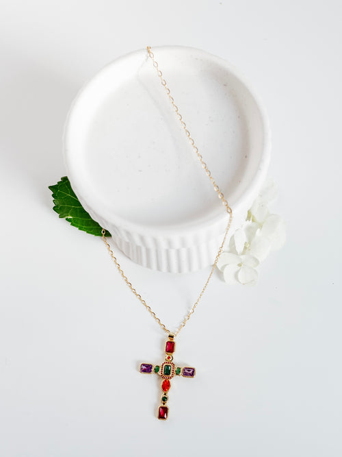 Genesis Cross Necklace in Multi
