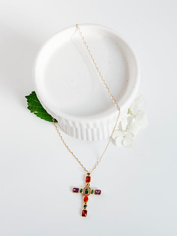 Genesis Cross Necklace in Multi – Staxx