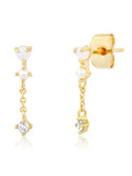 Opal CZ Chain Dangle Studs