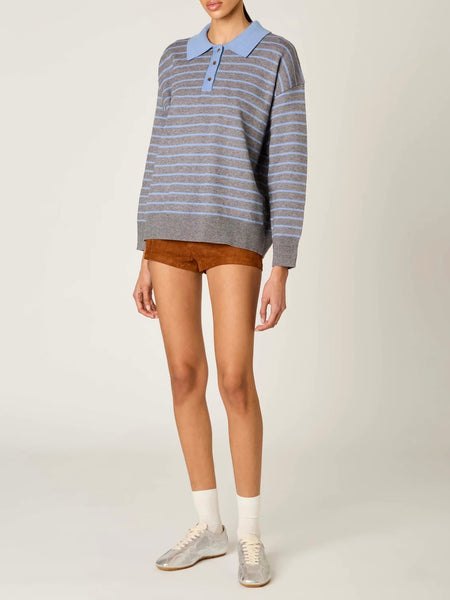 Alameda Stripe Sweater in Heather Grey