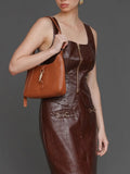 Equestrian Faux Croc Vest Top in Chocolate