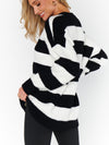 Hometown Tunic Sweater in Black White Stripe Knit